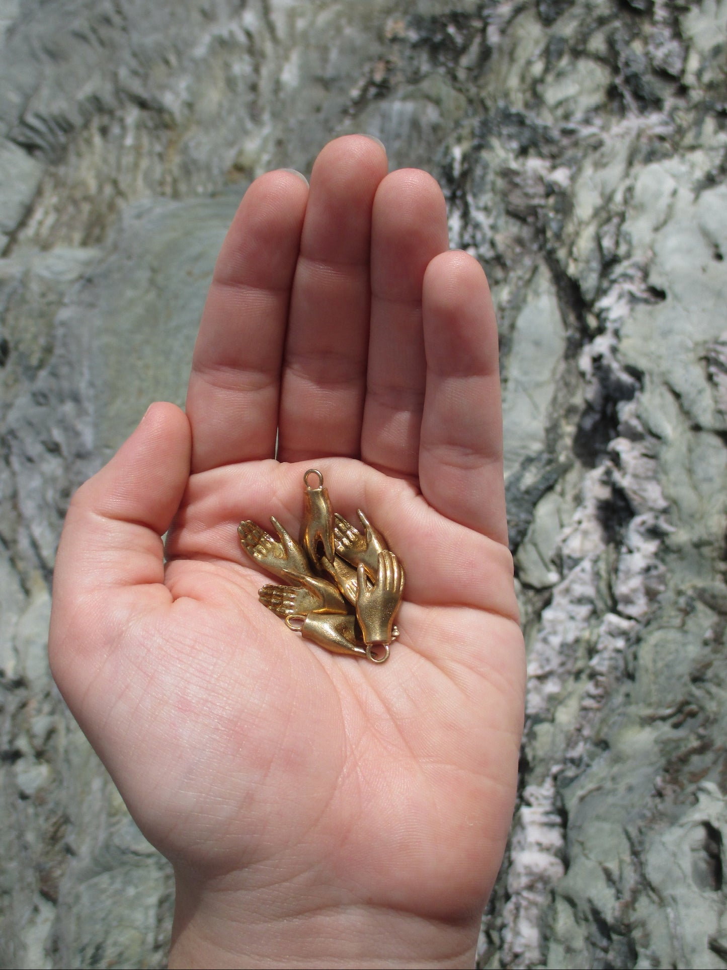 brass hold my hand pendant