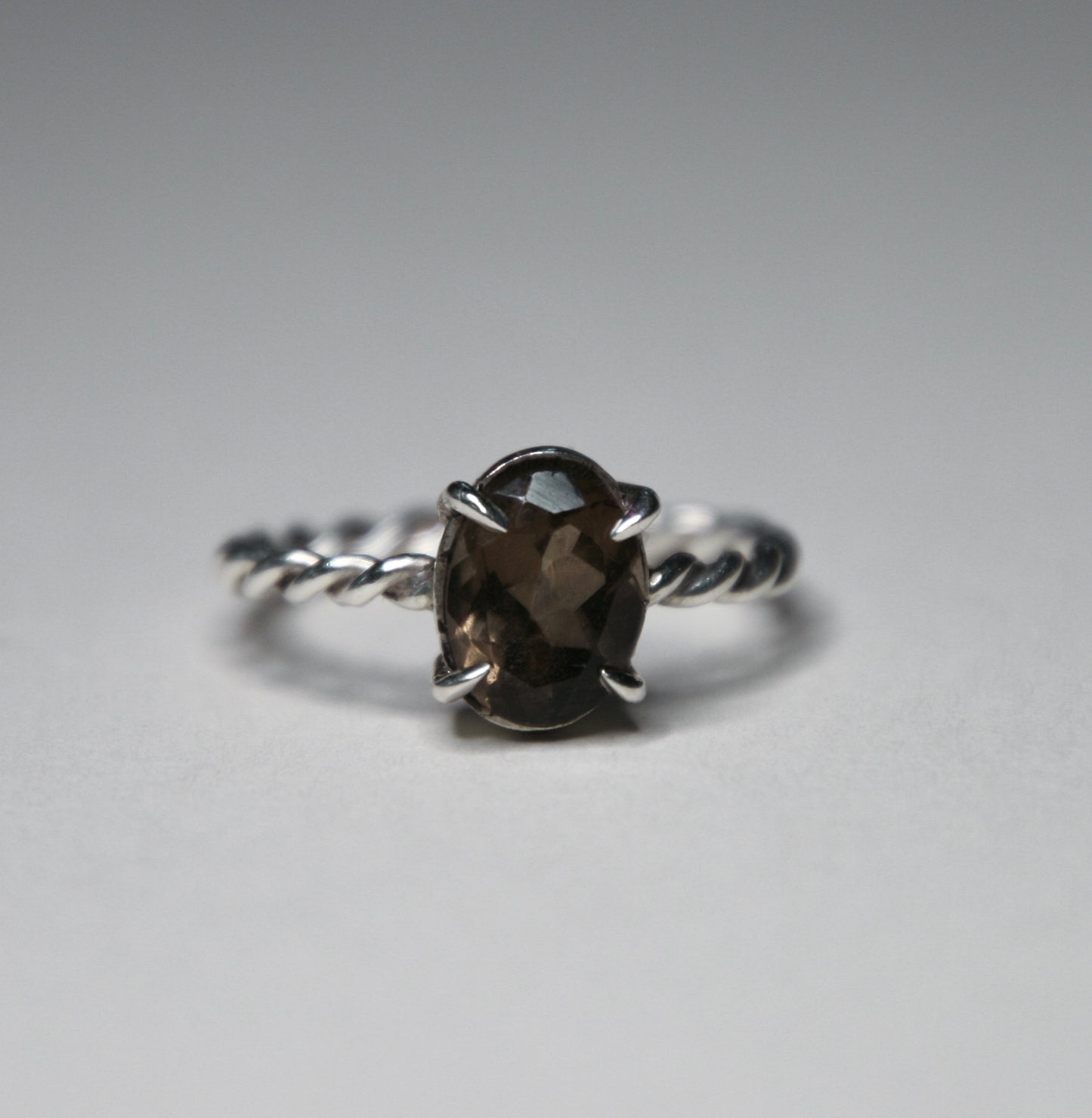 twisted band smoky quartz ring