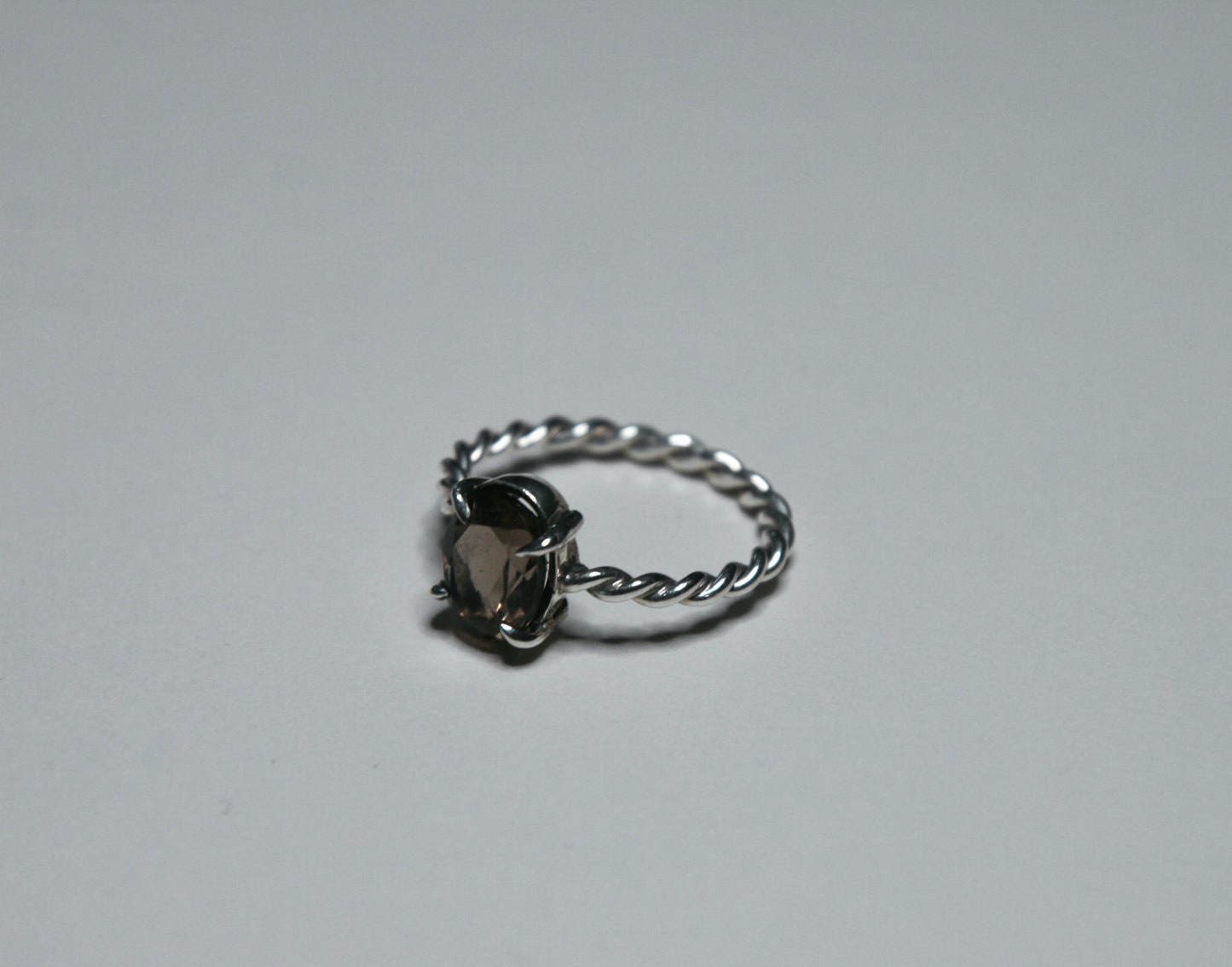 twisted band smoky quartz ring