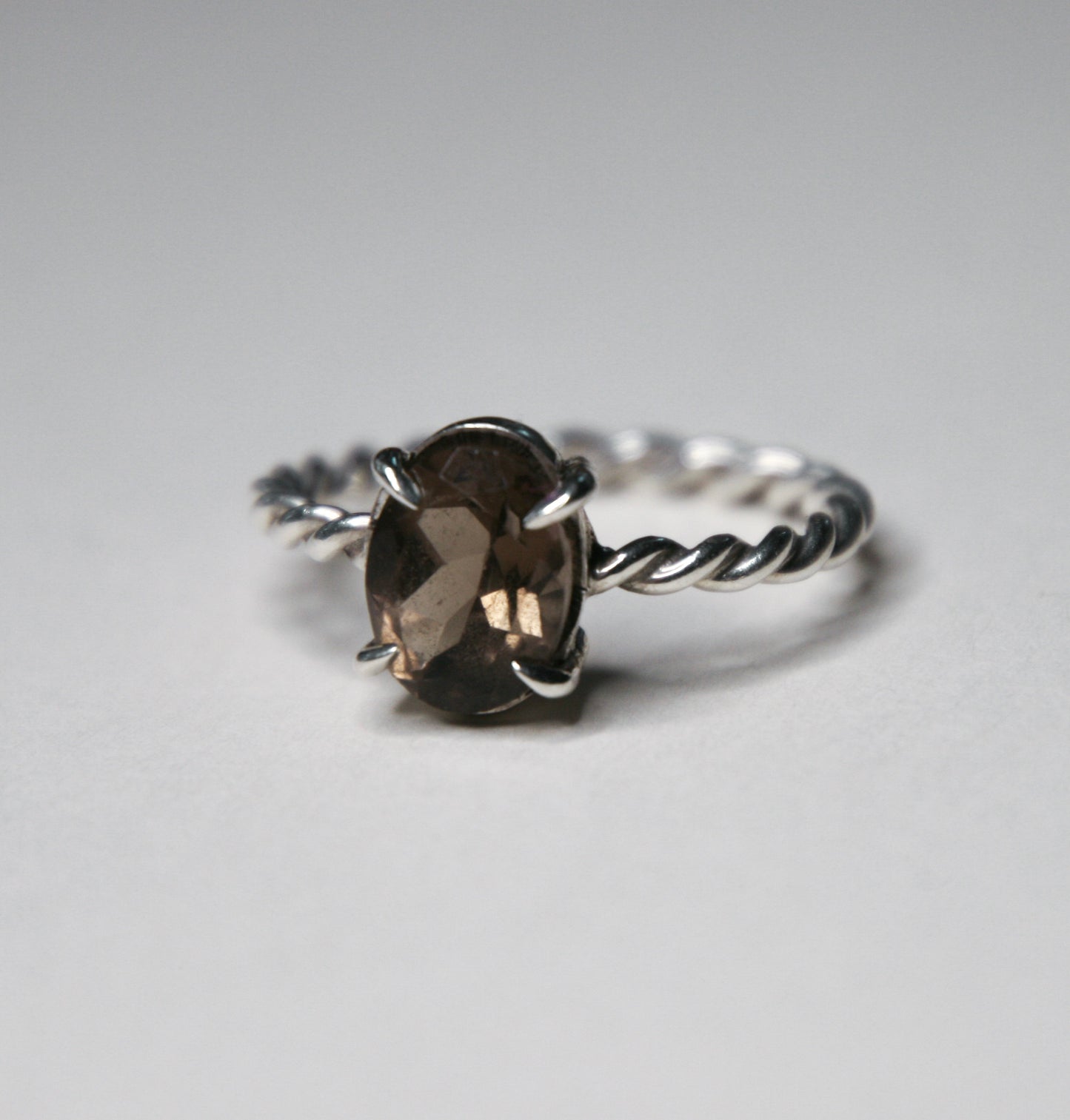 sterling silver smoky quartz ring